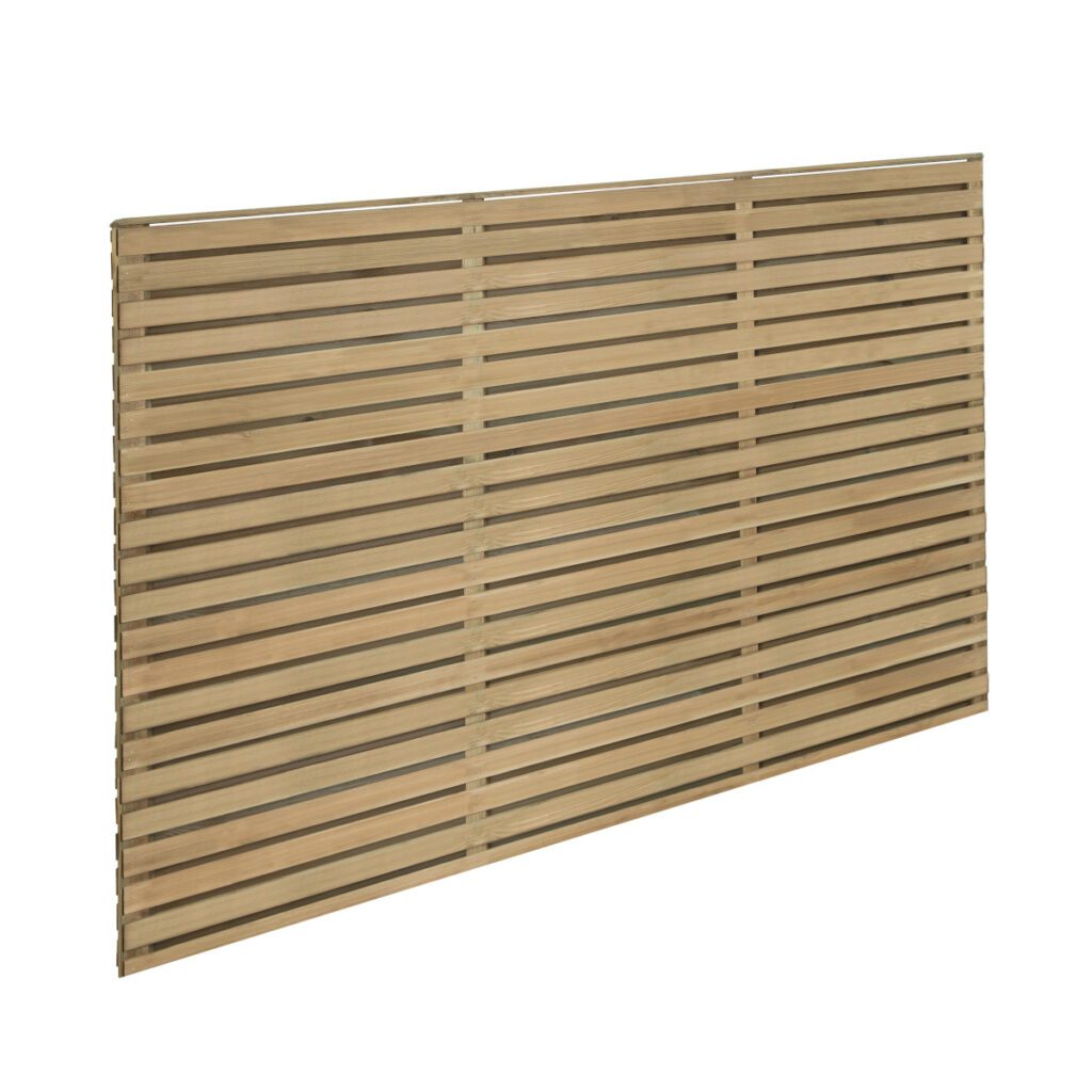 Forest Garden 1.8m x 1.2m Pressure Treated Contemporary Double Slatted Fence Panel  – Pack of 4 5013053173008 2